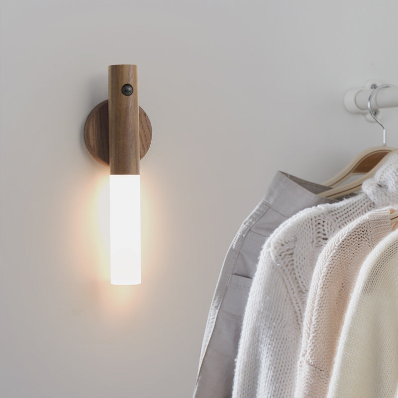 Magnetic Wooden LED Night Light — PIR Motion Sensor