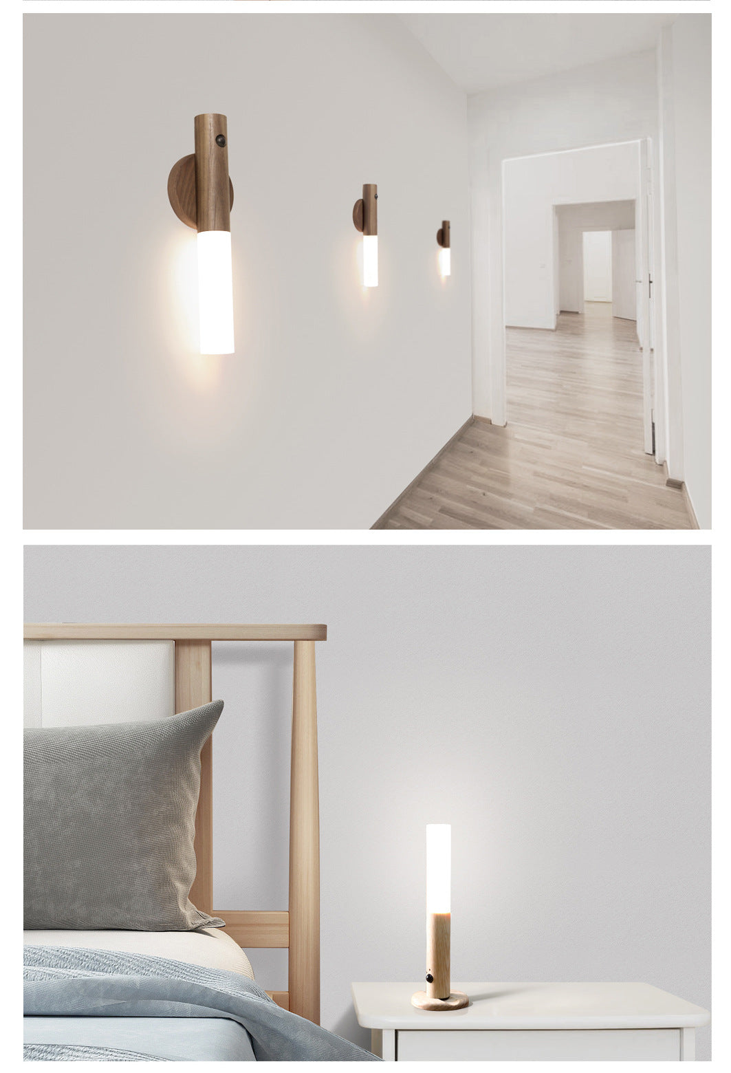Magnetic Wooden LED Night Light — PIR Motion Sensor