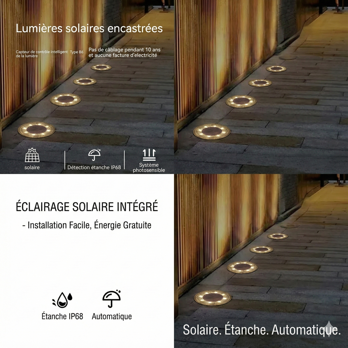 Lampe Solaire de Jardin pour Extérieur avec Détecteur