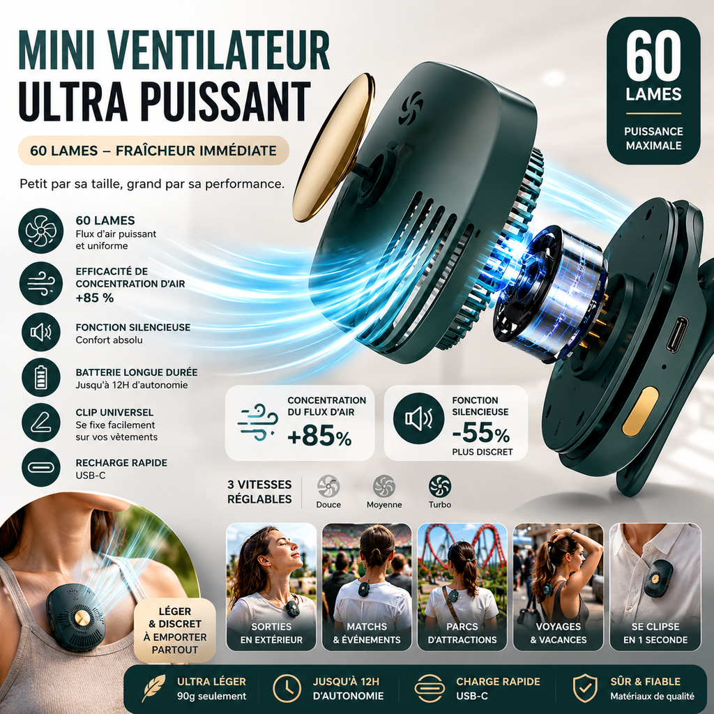 Mini Ventilateur Portable à Clip