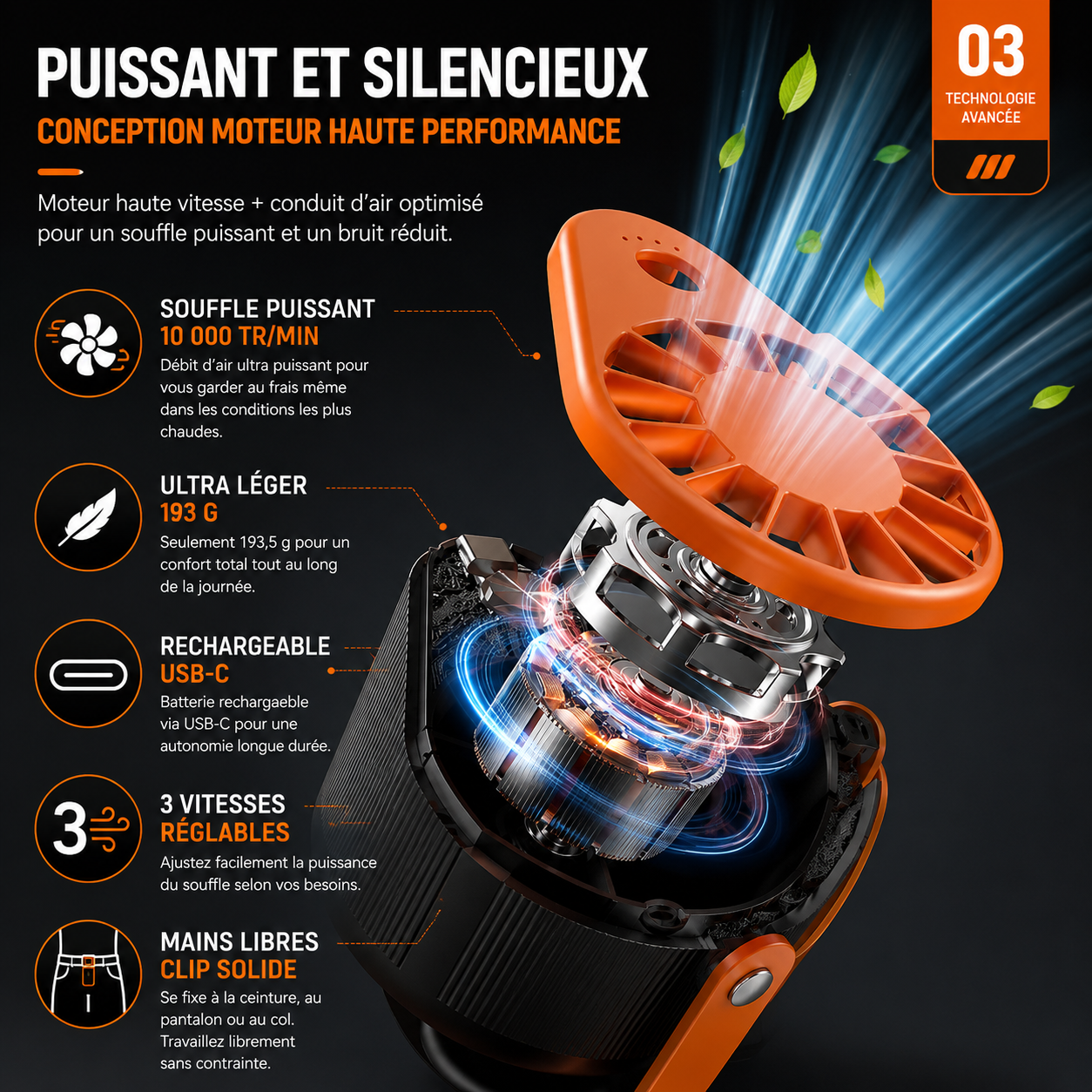 Mini ventilateur portable CoolBelt™ Pro