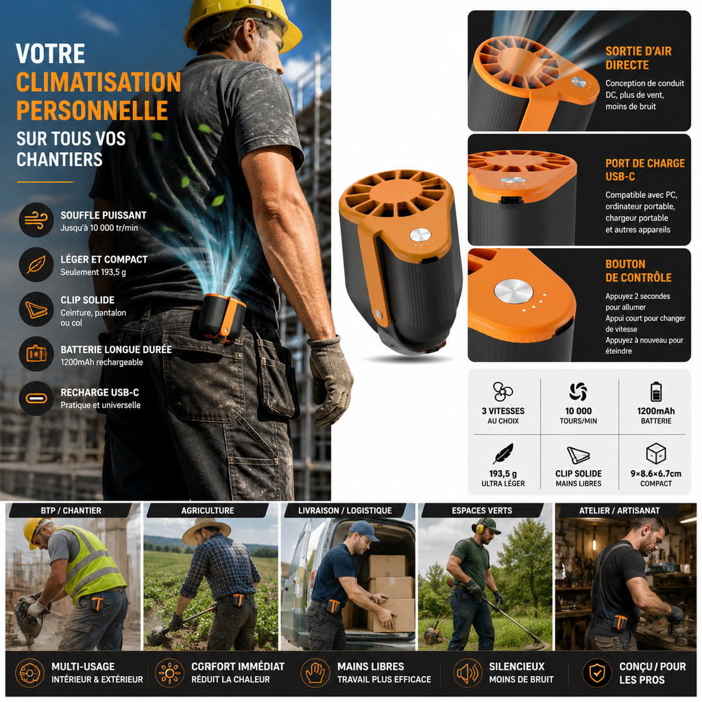 Mini ventilateur portable CoolBelt™ Pro
